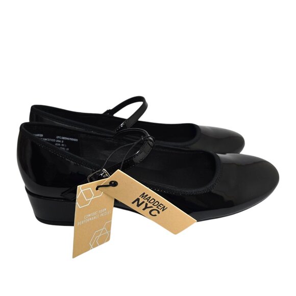 Madden NYC Patent Mary Jane Platform Low Heel Womens Sz 8 Adjustable Strap Black - Picture 7 of 12